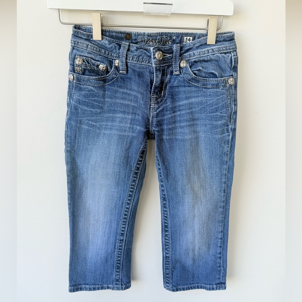Miss Me Jeans Girls Capri Denim Pants size 14 Style JK6073P